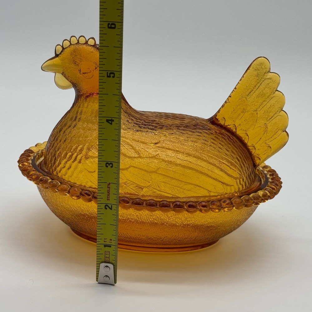 Amber Indiana Glass Hen on Nest Covered Dish Vintage Honey Brown - Picture 15 of 16